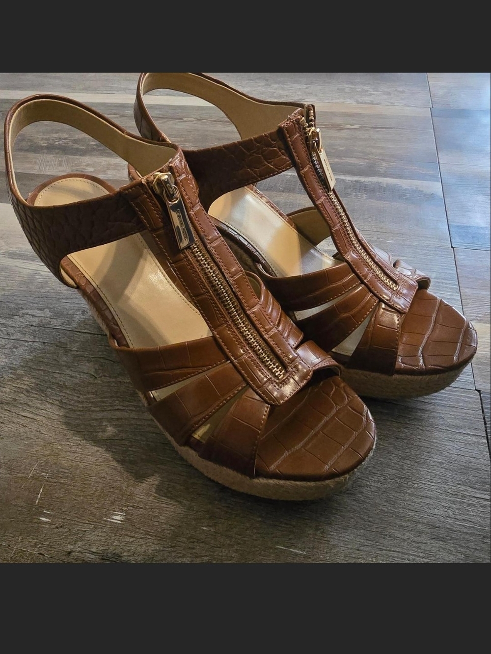 Michael Kors Berkley Front-Zip Wedge Sandals